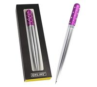Online Crystal Pen Stylo à Bille avec Strass Scintillants, Stylo Élégant dans Boîte Cadeau avec Recharge Internationale Grande Capacité, Écriture Noire, Lilas