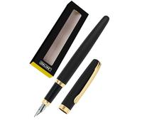 Online Eleganza Stylo plume I Métal I Couleur: noir & doré I Plume M I Clip métallique I avec cartouche d'encre couleur bleue I Stylo plume pour cartouches d'encre standard avec emballage cadeau