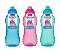 Online Kitchenware Lot de 3 bouteilles Twist ‘n’ Sip de Sistema bleu, violette et rose de 330 ml