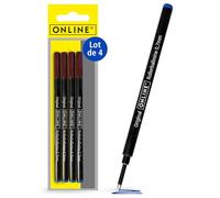 Online Lot de 4 recharges de roller compatibles avec Faber-Castell, Senator, Schneider | Bleu avec épaisseur de trait 0,7 mm I Recharge de rechange pour stylo roller I Mine de rollerball selon ISO