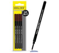 Online Lot de 4 recharges de roller compatibles avec Faber-Castell, Senator, Schneider | Noir avec épaisseur de trait de 0,7 mm I Mine de rechange pour stylo roller I Mine de rollerball selon ISO