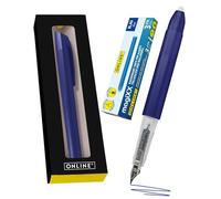 Online magiXX Stylo plume bleu métallisé avec encre bleue effaçable avec 4 cartouches magiXX pour écrire, effacer et corriger en un seul stylo plume comme cadeau pour l'école et l'université