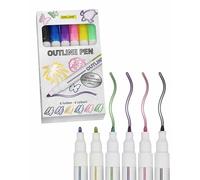 Online Outline Pens - Stylos à paillettes à double contour - 6 couleurs magiques avec effet pailleté - Marqueurs feutres métalliques pour créatifs et artistes - pour dessin, carte cadeau etc.