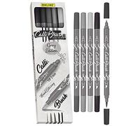 Online Parure Calli.Brush Gris, set de 5 stylos feutre calligraphie avec deux côtés (côté calligraphie de 2mm et côté pinceau flexible) pour handlettering/bullet journaling/écriture créative 19105