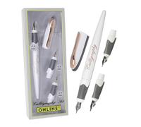 Online Parure calligraphie: stylo plume AIR Blanc Rose, 3 plumes différentes, pour cartouches d'encre ou convecteur, stylos de lettrage à la main, pour lettrage créatif/handlettering/beaux-arts