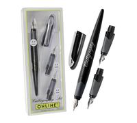 Online Parure calligraphie: stylo plume AIR (noir), 3 plumes différentes, pour cartouches d'encre ou convecteur, pour lettrage créatif/handlettering/beaux-arts