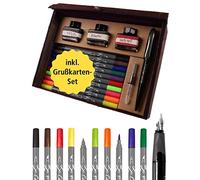 Online Parure Calligraphie tout-en-un: Stylo plume 1,4mm,10 stylos feutre calligraphie Calli.Brush, 3 encriers,1 convecteur, set cartes/étiquettes cadeau pour handletterin/écriture créative 81159