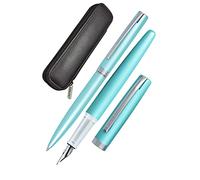 Online set d'écriture Eleganza │ ensemble de stylo-plume & stylo-bille & étui en cuir │plume iridium M │ réchargeable │ coffret cadeau │ couleur turquoise