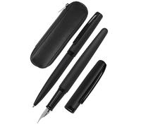 Online set d'écriture Eleganza│ ensemble de stylo-plume & stylo-bille & étui en cuir │plume iridium M │ réchargeable │ coffret cadeau │ couleur noir