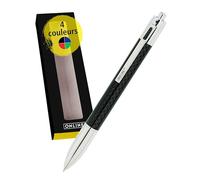 Stylo À Bille - 4 Couleurs - Rétractable - Carbone Noir - Pointe Moyenne - Avec Étui - Online