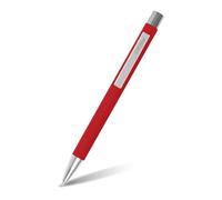 Online Stylo bille Soft Metal, stylo bille rétractable en aluminium, recharge internationale de grande capacité, couleur d'écriture bleue, indélébile, Classic Rouge avec toucher doux, clip métallique