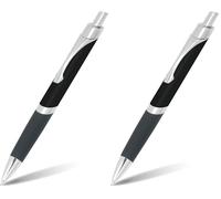 Online stylo bille Sporty Noir, aluminium, rétractable, recharge internationale de grande capacité, indélébile, écriture bleue, clip métallique (Lot de 2)