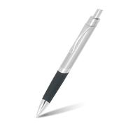 Online stylo bille Sporty Silver, aluminium, rétractable, recharge internationale de grande capacité, indélébile, écriture bleue, clip métallique