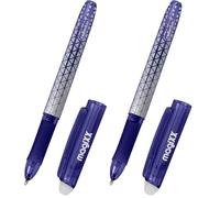Online stylo gel effaçable magiXX Bleu | Stylo à encre gel thermosensible effaçable bleue | stylo roller rechargeable avec gomme | pointe moyenne | idéal pour apprendre à écrire, école (Lot de 2)