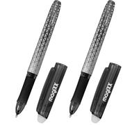 Online stylo gel effaçable magiXX Noir | Stylo à encre gel thermosensible effaçable noire | stylo roller rechargeable avec gomme | pointe moyenne | idéal pour apprendre à écrire, école (Lot de 2)