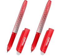 Online stylo gel effaçable magiXX Rouge | Stylo à encre gel thermosensible effaçable rouge | stylo roller rechargeable avec gomme | pointe moyenne | idéal pour apprendre à écrire, école (Lot de 2)