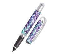 Online stylo roller Shiny Dreams │ pour l'école et le lycée │ poignée ergonomique pour gauchers et droitiers │ cartouches d'encre standard, rechargeables, couleur bleue │ filles et garçons