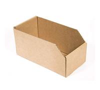ONLY BOXES Lot de 10 boîtes de rangement en carton ouvert, bac à rangement, dimensions intérieures 30 x 15 x 15 cm, panier en carton idéal pour l'organisation, Marron