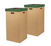 Only Boxes, Lot de 2 corbeilles en Carton avec Couvercle, Couleur Verte, 34,2 x 34,2 x 68 cm