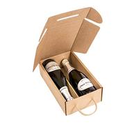 ONLY BOXES, Lot de 4 étuis pour 2 Bouteilles, boîte en Carton pour cava ou Champagne, boîte de Couleur Kraft, boîte Cadeau en Carton pour Bouteilles