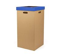 ONLY BOXES Poubelle en carton | Poubelle avec couvercle | Dimensions 34,2 x 34,2 x 68 cm | Couleur bleue