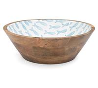 Only Natural – Grand bol en bois – Bleu et blanc – 40 × 40 × 13 cm