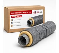 Onlyduct - Gaine Clim et Ventilation VMC Isolée diamètre 80mm 6m - Isolant Laine de Verre 25mm - Sans Phtalate - Conduit PVC vinyle Flexible Vmc Simple et Double Flux - Qualité Européenne