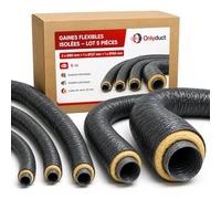Onlyduct Kit Gaine VMC Isolée Maison Complète - 3x 80mm + 1x 127mm + 1x 160mm 6m - Laine de Verre 25mm - PVC Sans Phtalate - Conduit Flexible Ventilation Qualité Européenne