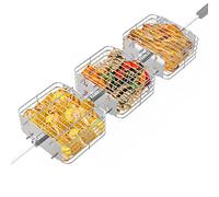 Onlyfire 3 Pièces Panier en Inox pour Tourne Broche - Panier de Cuisson pour Rôtisserie - Panier de Tournebroche 20.4×19×8 cm pour Légumes et Poulet - Accessoire pour Broche de Tournebroche