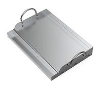 Onlyfire 47.2 x 32 cm Plaque Plancha en Inox pour Barbecue à Gaz et Charbon, Plaque de Cuisson avec Poignée, Plancha Universelle pour BBQ