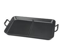 Onlyfire 52 x 34 cm Plancha de Gril en Fonte, Plat de Cuisson Rectangulaire avec Séparateur Central, Poêle à Griller avec Doubles Poignées pour Barbecue à Gaz, Induction, Feu Ouvert et Four