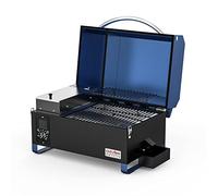 Onlyfire Barbecue à Granulés avec Régulateur de Température, Fumoir Compact en Inox avec Grille de Réchauffage, Barbecue à Pellet de Bois Portable, 54,5 x 35,5 x 34 cm, Bleu