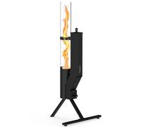 onlyfire Brasero Extérieur à Pellets, Hauteur 110cm, Tube en Verre 65cm | Torche à Pellet de Jardin, Réservoir Visible 2 kg, Tube en Verre 65 cm, Vue Panoramique 360 Degrés, Autonomie Environ 90 Min
