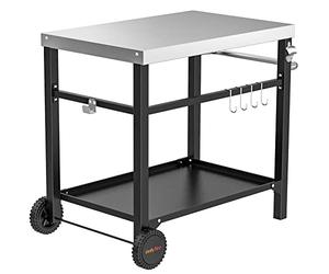 onlyfire Desserte Extérieure Table de Barbecue, Chariot de Service à roulettes pour Barbecue Plancha, Four a Pizza, Cuisine d'Extérieur, 85 X 55 X 80 cm