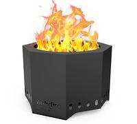 onlyfire Foyer sans Fumée avec Bac à Cendres Amovible, Ø66 cm Brasero Portable Exterieur, Foyers à Bois Compact Convient pour Voyage, Terrasse, Jardin, Camping, Hexagonal, Noir