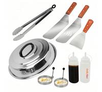 Onlyfire FPA-5117 Trousse à Outils pour Barbecue Professionnel pour Barbecue de Cuisson avec kit spatule et grattoir en Acier Inoxydable Ensemble d'outils, Cloche Couvre 12 po, 9 pcs