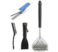 onlyfire Kit de nettoyage en profondeur 4 en 1 pour barbecue - Kit complet de nettoyage pour barbecue au gaz, au charbon de bois, électrique et à dessus plat - Brosse de barbecue robuste, nettoyeur