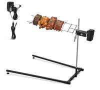 onlyfire Kit de rôtissoire réglable avec support au sol pour foyer, feux de camp et barbecue au charbon de bois, rôtissoire portable avec capacité de charge de 10 kg, moteur alimenté à 3 voies, acier