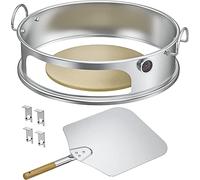 onlyfire Kit Pizza pour Weber Kettle 57 cm, Accessoire Barbecue Weber | Four à Pizza en Inox pour Barbecue Kettle 57 cm, avec Pierre Ø38 cm, Pelle, Thermomètre et 4 Supports, BRK-6023