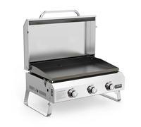 onlyfire Plancha à Gaz Extérieure en Inox avec Couvercle, 3 Brûleurs 7 kW | Plaque 57 × 36 cm en Céramique Antiadhésive, Couvercle Verrouillable et Pieds Pliables pour Terrasse, Balcon et Camping