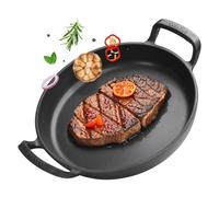 Onlyfire Poêles Gril en Fonte Ø 26.5 cm, Poêle à Griller avec Poignée, Accessoire de Barbeque pour Induction, Four, Barbecues à Gaz, Charbon et Électrique