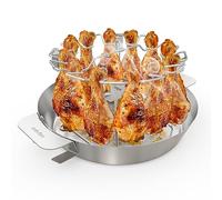 onlyfire Support Poulet, Acier Inoxydable Porte Pilon de Poulet avec Ø30 cm Bac Récupérateur, Accessoire de Barbecue pour Weber Gourmet BBQ System 7421, pièces de Rechange pour Weber 57cm Barbecue