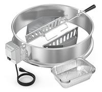 onlyfire Tourne Broche Barbecue en Acier Inoxydable, Rôtissoires Kit pour Weber Barbecue à Charbon Kettle 57 cm, avec Paniers à Charbon et 10pcs Plat Aluminium Jetable