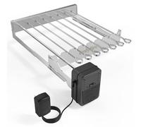 onlyfire Tourne Broche Électrique en INOX pour Barbecue à Gaz et Charbon | Set de 7 Brochettes Automatiques de 53.3 cm, Cadre à Profondeur Réglable 40.3-46.3 cm