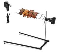 onlyfire Tournebroche Électrique Autoportant pour Feu de Camp | Rôtissoire Extérieure Réglable, Charge 10 kg, Moteur à 3 Alimentations, Broche Inox 304 de 79,6 cm