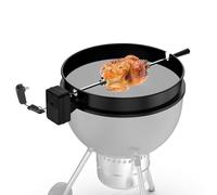 onlyfire Tournebroche pour Weber Kettle 57 cm, Moteur à Piles et Secteur | Kit de Rôtissoire pour BBQ Napoleon et Weber 57 cm, Moteur DC à Double Alimentation, Anneau Bas et 2 Fourchettes