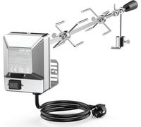 onlyfire Universelles Barbecue Rôtisserie Set 90 cm Carré 8x8mm Tournebroche + 2 x Brochettes Aiguilles et Moteur en Acier Inoxydable, Tourne Broche Electrique, 220 V - 240 V