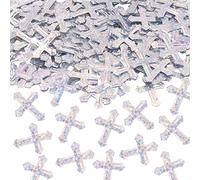 ONLYKXY Lot de 520 confettis de table en forme de croix à paillettes pour anniversaire, mariage, Thanksgiving, fête, Saint-Valentin (argenté)