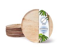 onlyleaf Palmware Plat à pizza en feuille de palmier I vaisselle de fête jetable I 50 x pizza plat rond environ 25 cm avec bord I Vaisselle jetable en feuille de palmier biodégradable compostable