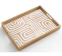 OnlyWow© Plateau Bois Rectangulaire 50x35 cm Plateaux Service Decoratif Table Dejeuner Résistant Aux Rayures Cafe Deco Chene Déjeuner Tons de terre - Motif du labyrinthe